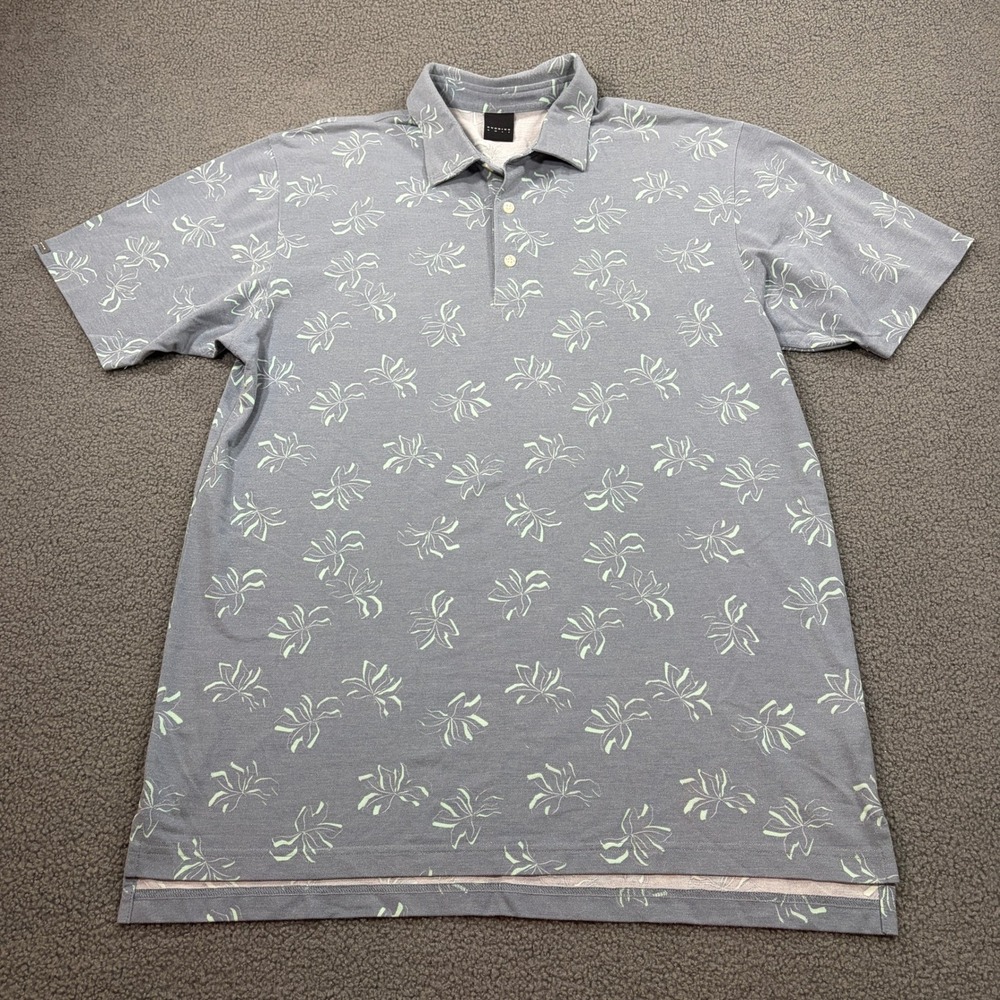 Dunning Golf Polo Mens XL Blue Floral DN801082 Short Sleeve Performance Shirt